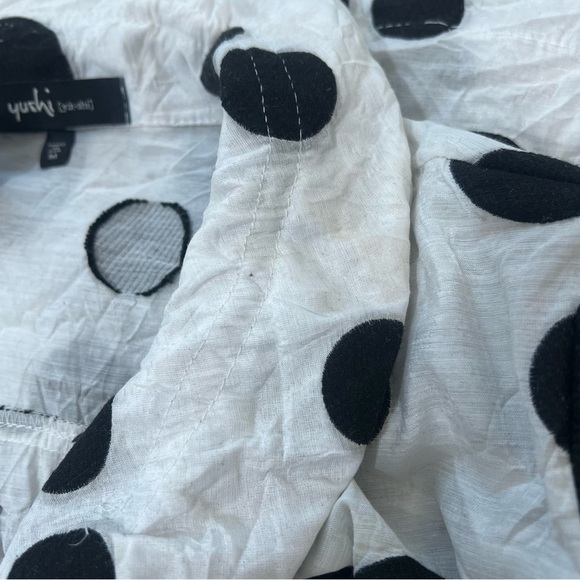 YUSHI Women’s Crinkle Print JACKET Black White Polka Dot ART TO WEAR Sz M - Picture 15 of 15